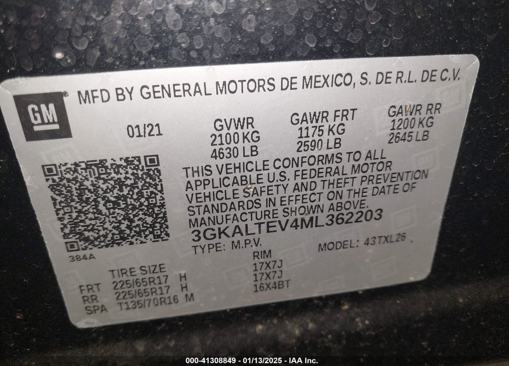 2021 GMC TERRAIN AWD SLE VIN: 3GKALTEV4ML362203