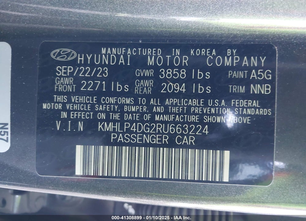 2024 HYUNDAI ELANTRA LIMITED VIN: KMHLP4DG2RU663224