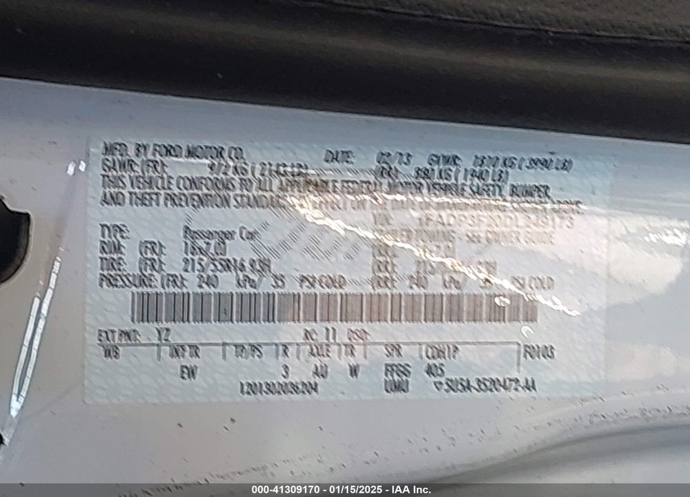 2013 FORD FOCUS SE VIN: 1FADP3F20DL249173