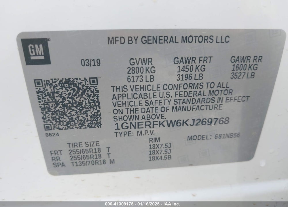 2019 CHEVROLET TRAVERSE LS VIN: 1GNERFKW6KJ269768