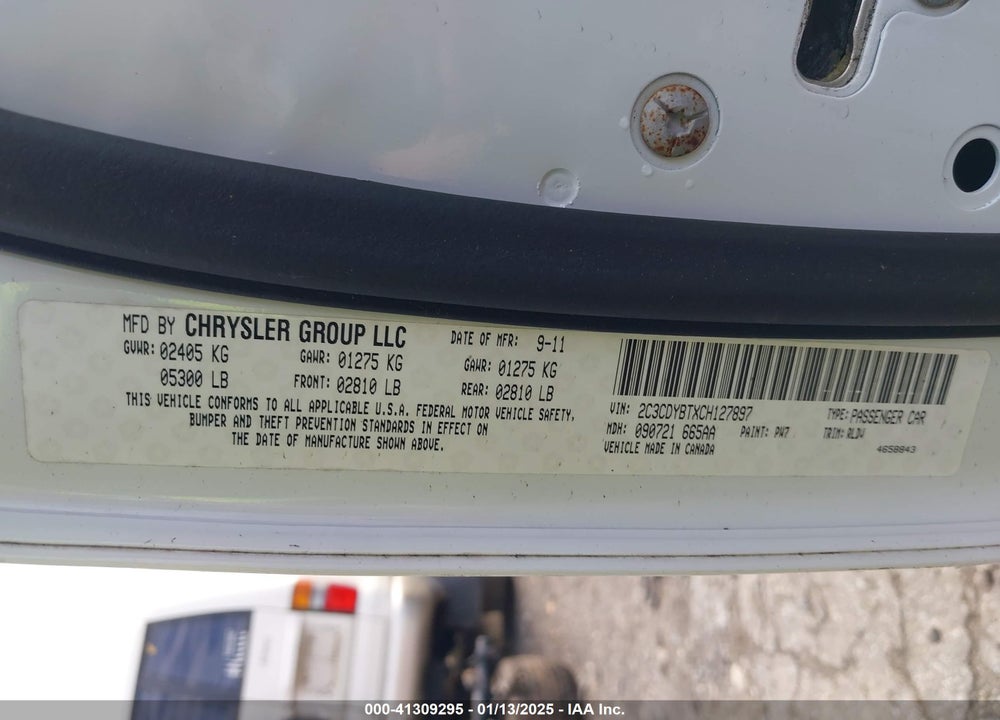 2012 DODGE CHALLENGER VIN: 2C3CDYBTXCH127897