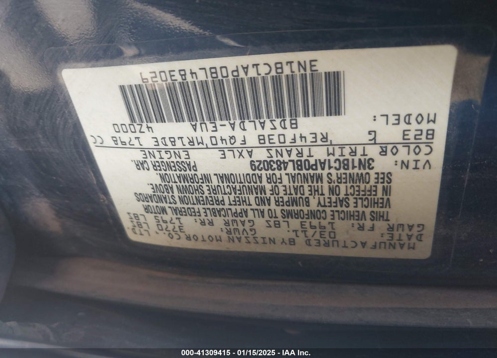 2011 NISSAN VERSA VIN: 3N1BC1AP0BL483029
