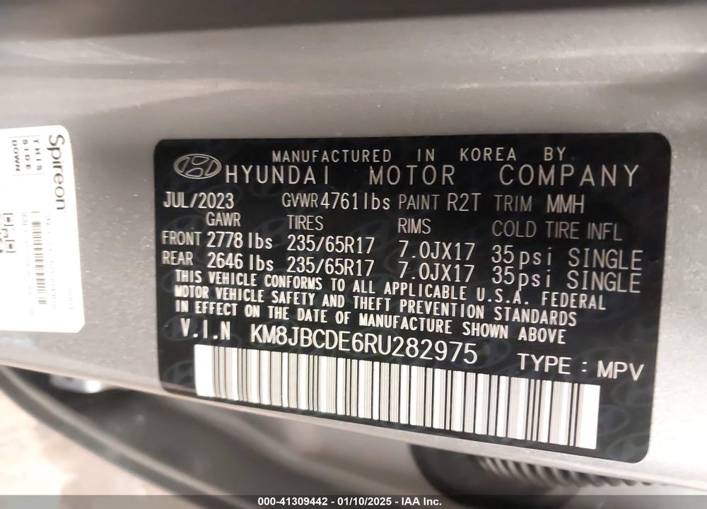 2024 HYUNDAI TUCSON VIN: KM8JBCDE6RU282975