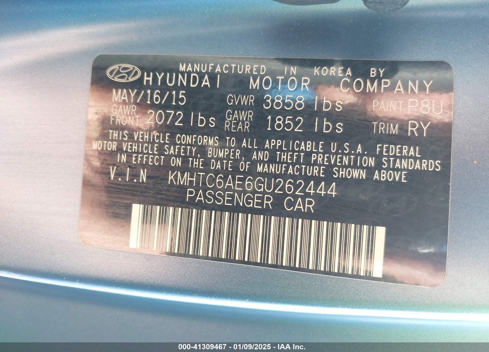 2016 HYUNDAI VELOSTER VIN: KMHTC6AE6GU262444