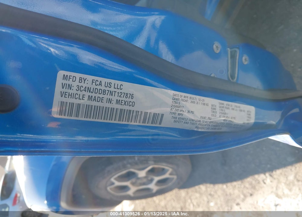 2022 JEEP COMPASS VIN: 3C4NJDDB7NT127876