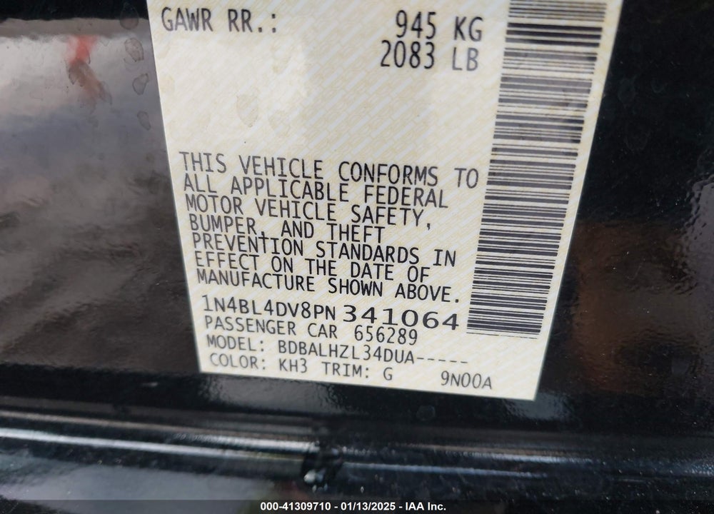 2023 NISSAN ALTIMA VIN: 1N4BL4DV8PN341064