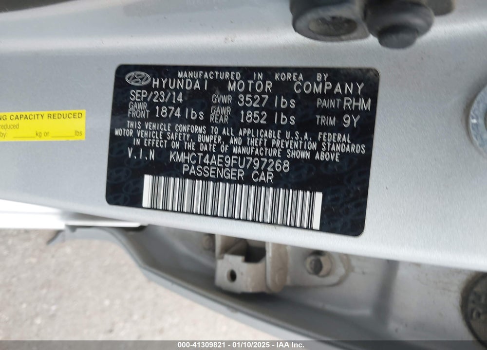2015 HYUNDAI ACCENT VIN: KMHCT4AE9FU797268