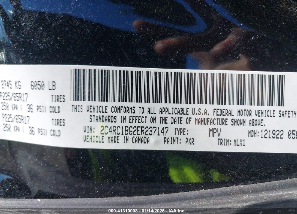 2014 CHRYSLER TOWN & COUNTRY VIN: 2C4RC1BG2ER237147