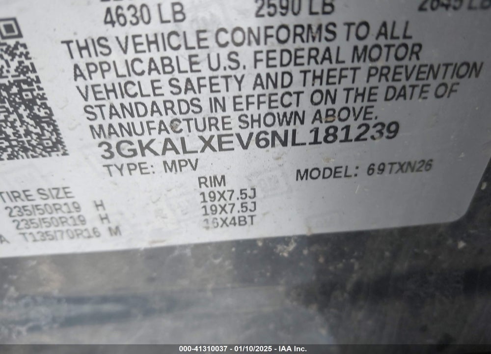 2022 GMC TERRAIN VIN: 3GKALXEV6NL181239