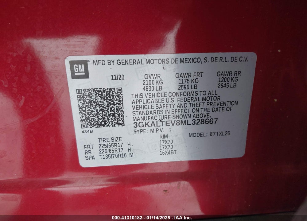 2021 GMC TERRAIN AWD SLE VIN: 3GKALTEV8ML328667