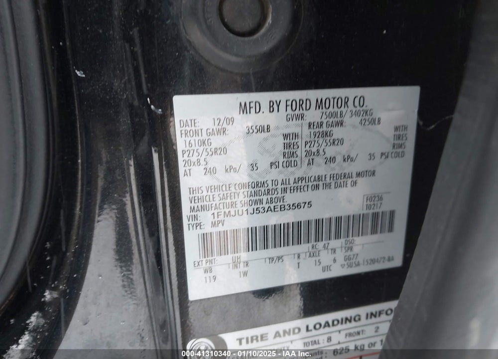 2010 FORD EXPEDITION VIN: 1FMJU1J53AEB35675