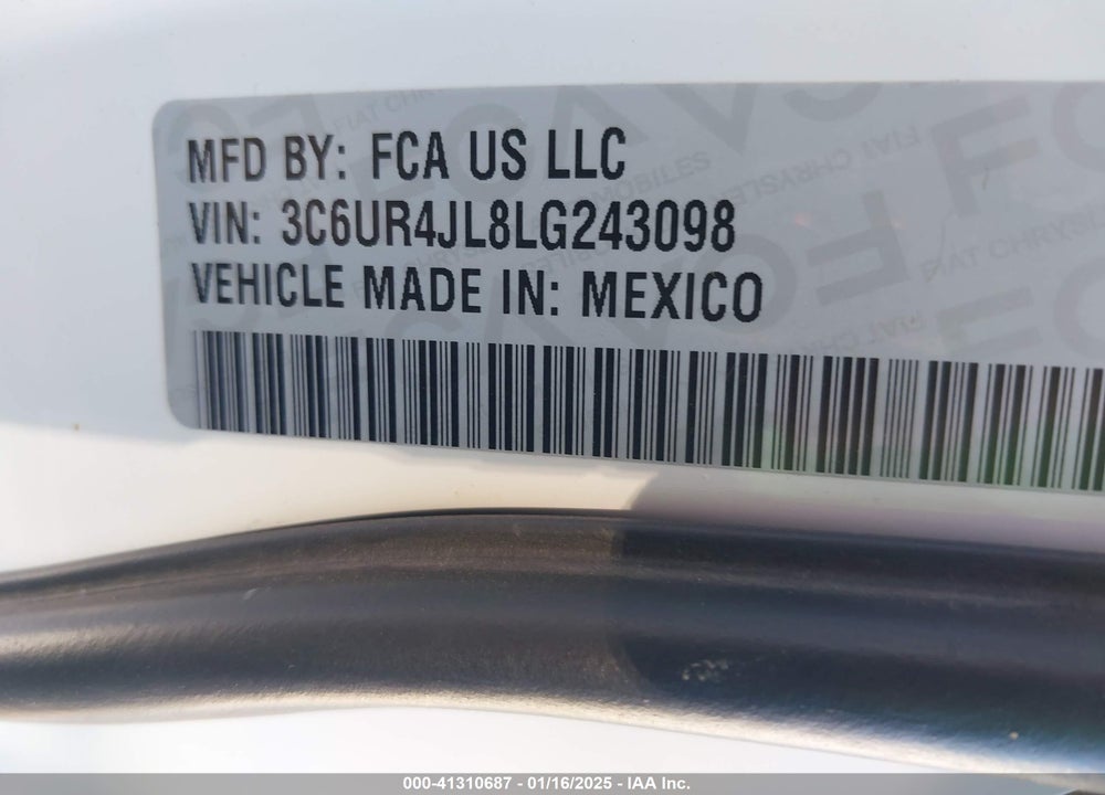 2020 RAM 2500 VIN: 3C6UR4JL8LG243098
