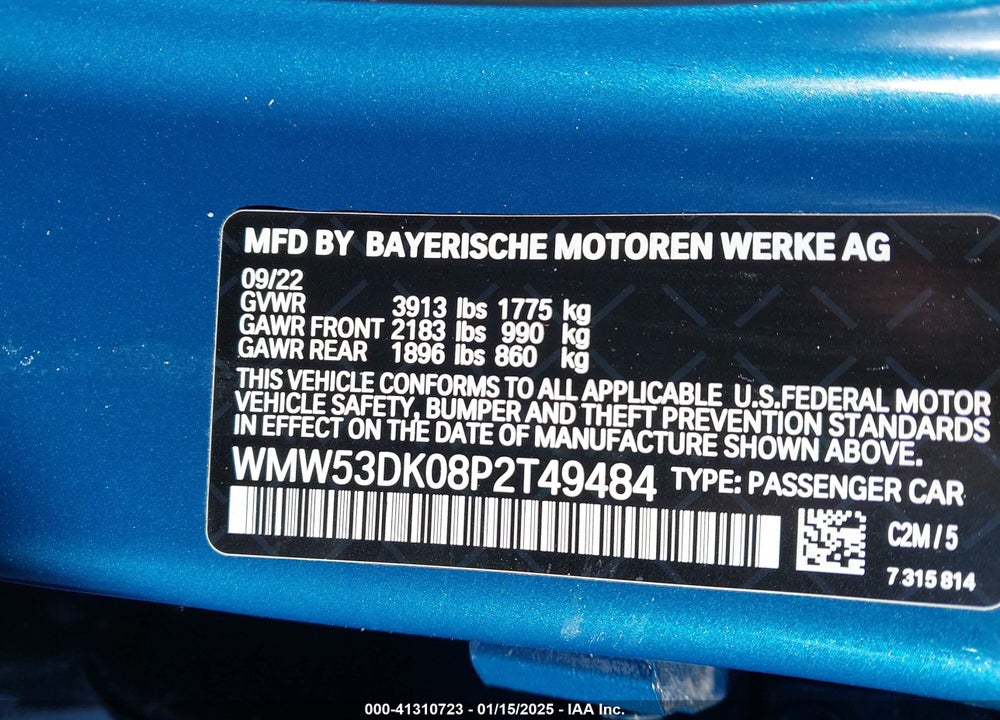 2023 MINI HARDTOP 4 DOOR VIN: WMW53DK08P2T49484
