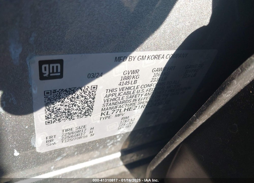 2024 CHEVROLET TRAX VIN: KL77LHE21RC245932