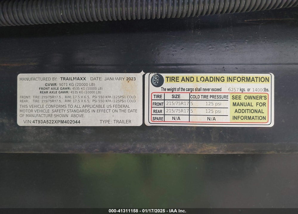 2023 TRAILMAXX GOOSENECK TRAILER VIN: 4T93A522XPM402044