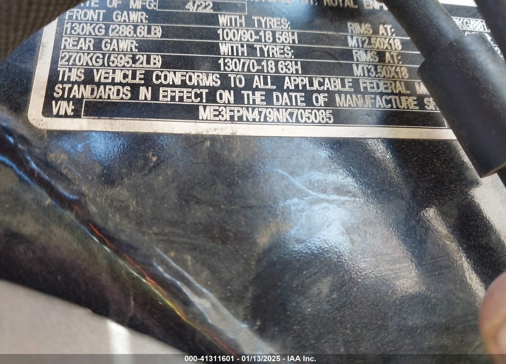 2022 ROYAL ENFIELD MOTORS INT 650 VIN: ME3FPN479NK705085