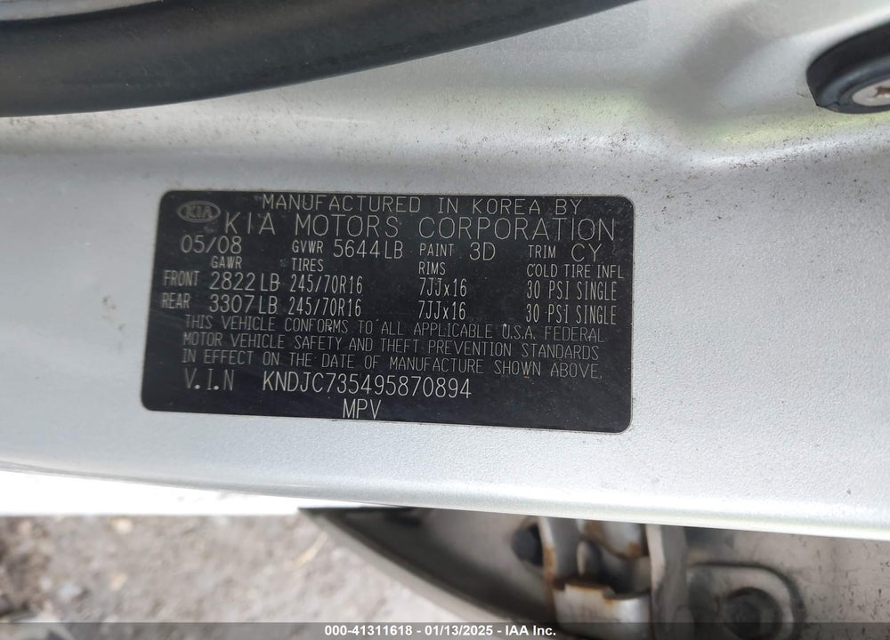 2009 KIA SORENTO LX VIN: KNDJC735495870894