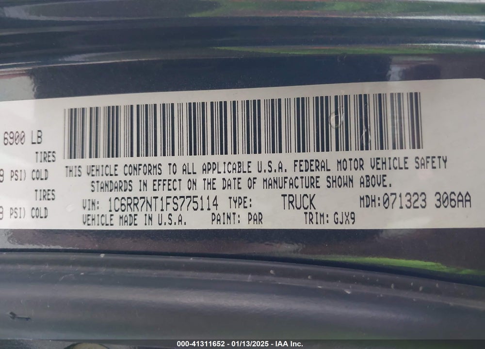 2015 RAM 1500 VIN: 1C6RR7NT1FS775114