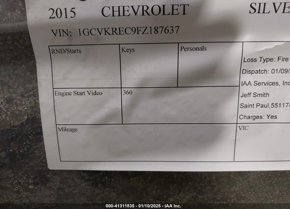 2015 CHEVROLET SILVERADO 1500 VIN: 1GCVKREC9FZ187637