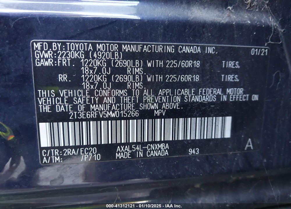 2021 TOYOTA RAV4 HYBRID XSE VIN: 2T3E6RFV5MW015266