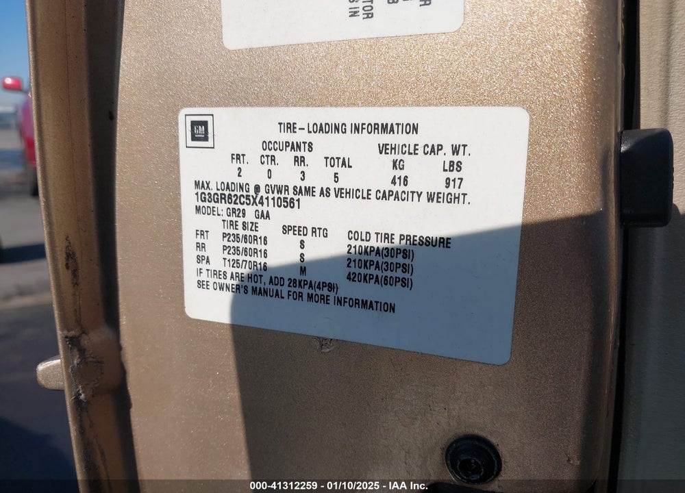 1999 OLDSMOBILE AURORA VIN: 1G3GR62C5X4110561