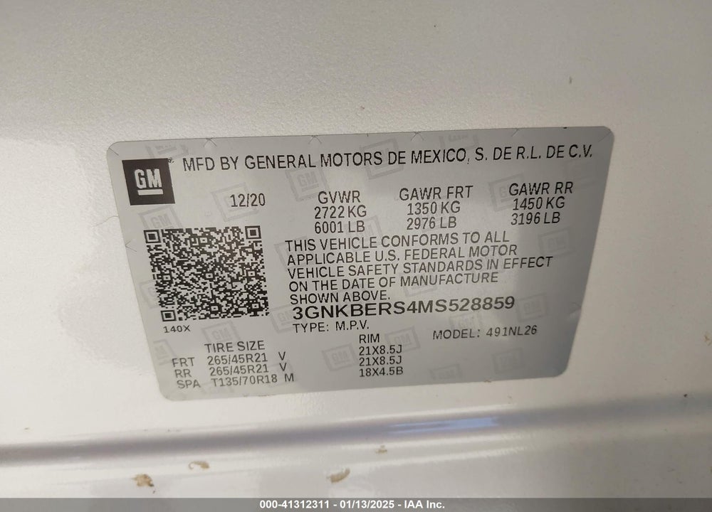 2021 CHEVROLET BLAZER FWD RS VIN: 3GNKBERS4MS528859