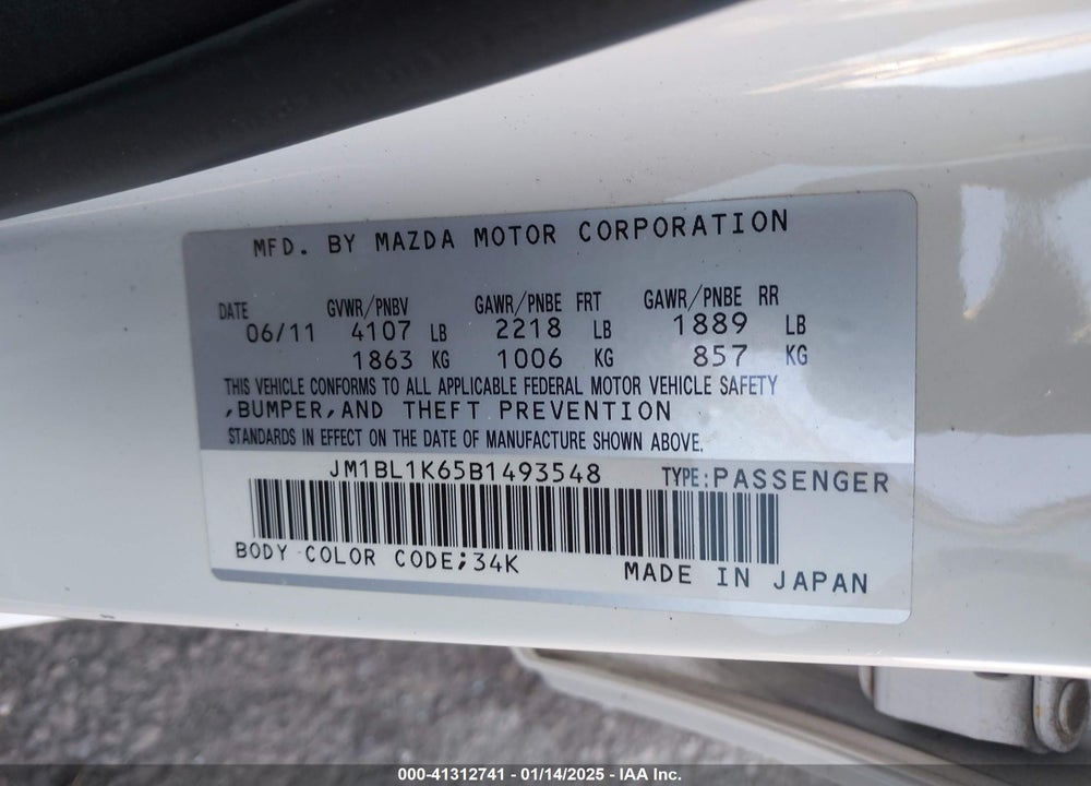 2011 MAZDA 3 S SPORT VIN: JM1BL1K65B1493548