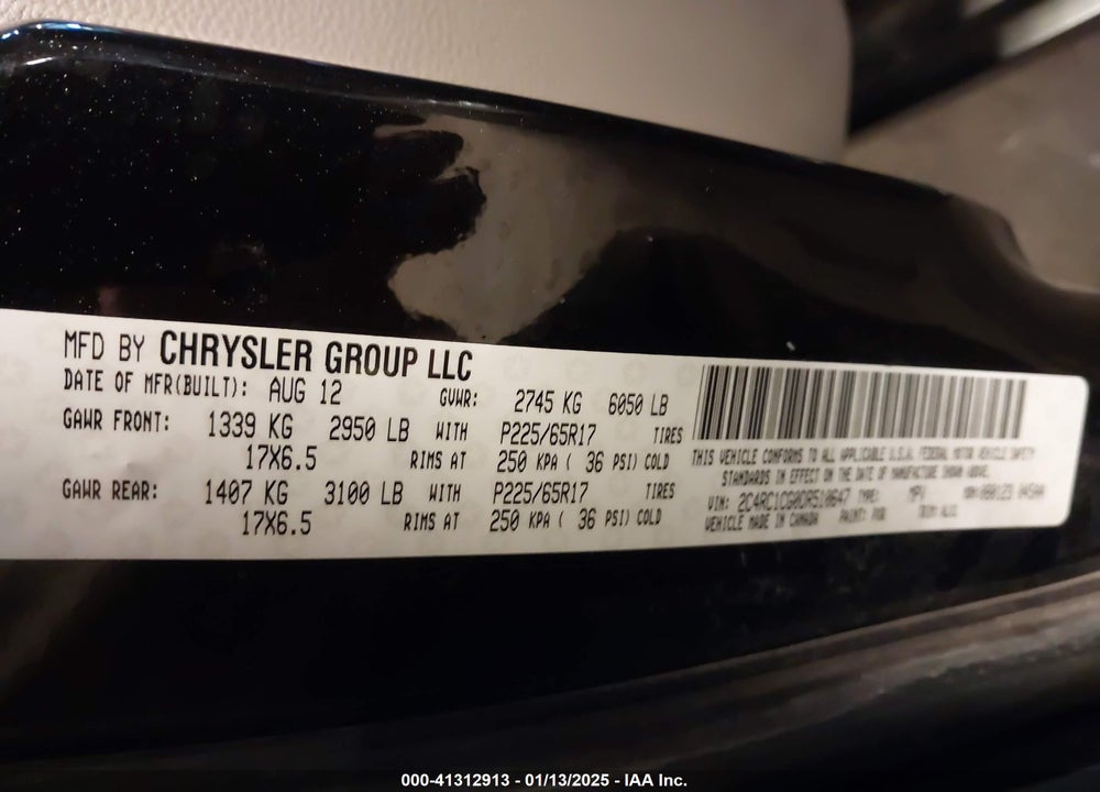 2013 CHRYSLER TOWN & COUNTRY TOURING-L VIN: 2C4RC1CG0DR510647