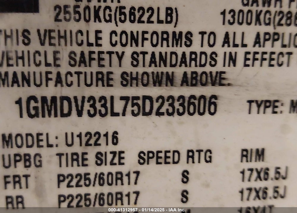 2005 PONTIAC MONTANA SV6 FWD VIN: 1GMDV33L75D233606