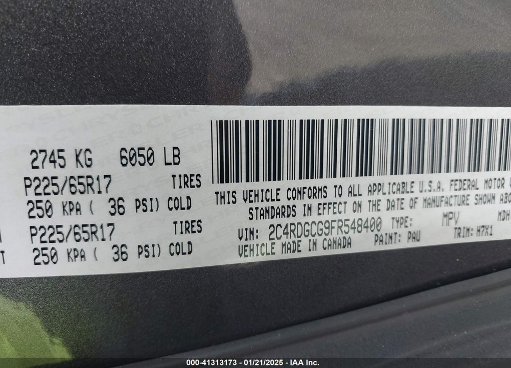 2015 DODGE GRAND CARAVAN SXT VIN: 2C4RDGCG9FR548400
