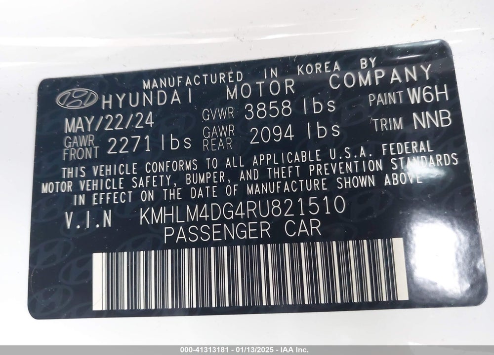 2024 HYUNDAI ELANTRA SEL VIN: KMHLM4DG4RU821510