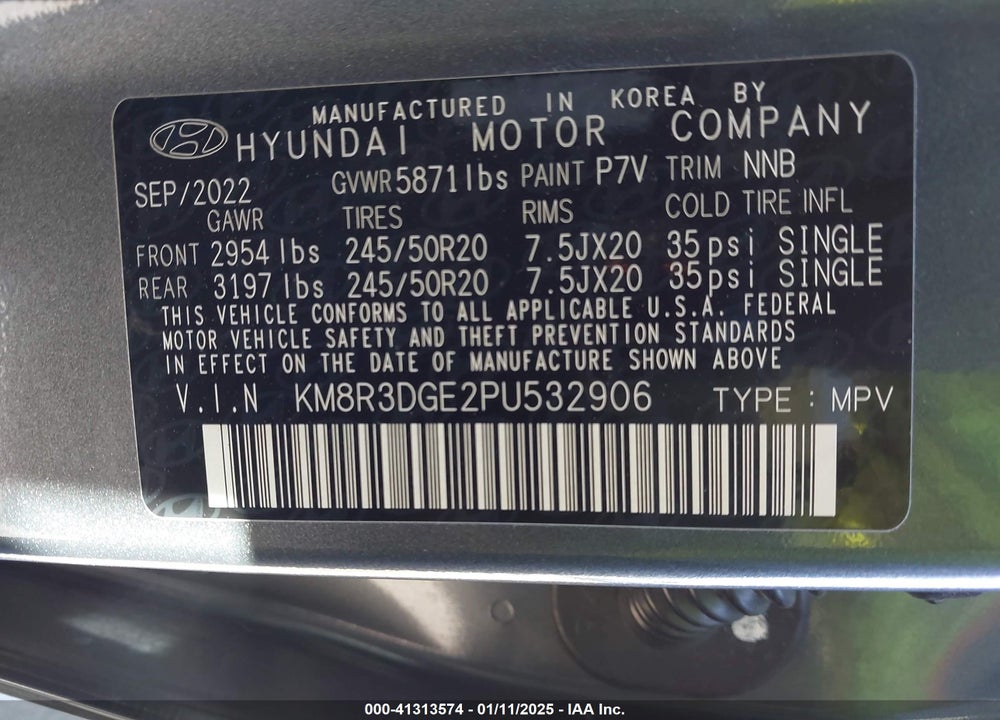 2023 HYUNDAI PALISADE XRT VIN: KM8R3DGE2PU532906