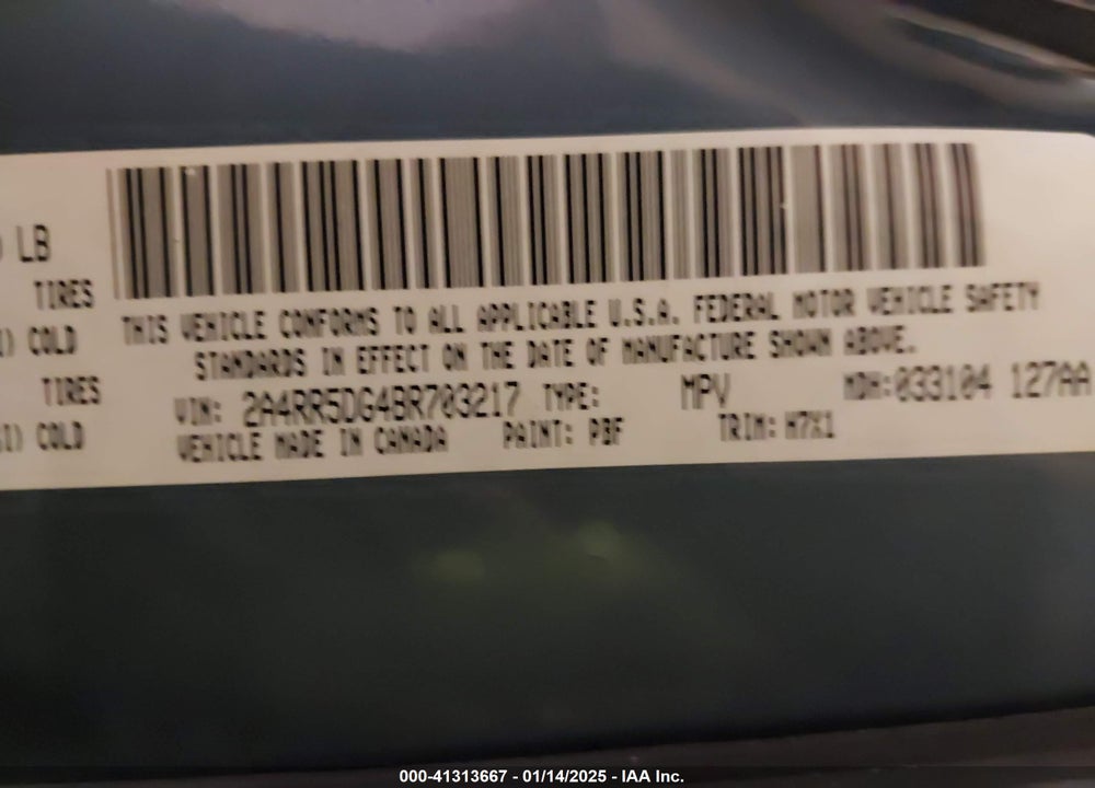 2011 CHRYSLER TOWN & COUNTRY TOURING VIN: 2A4RR5DG4BR703217