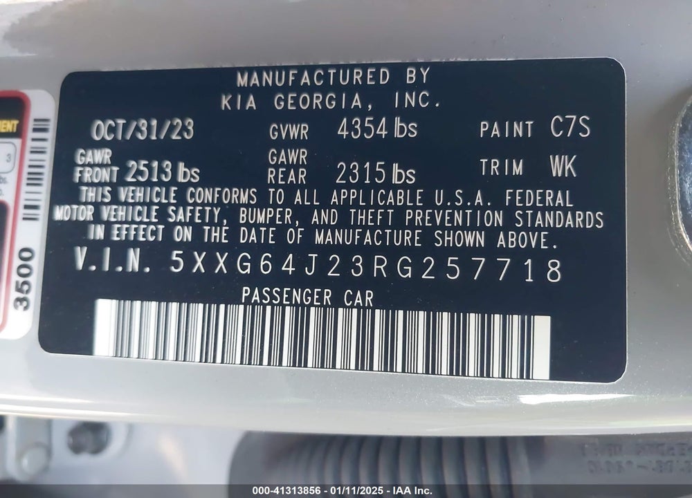 2024 KIA K5 GT LINE VIN: 5XXG64J23RG257718