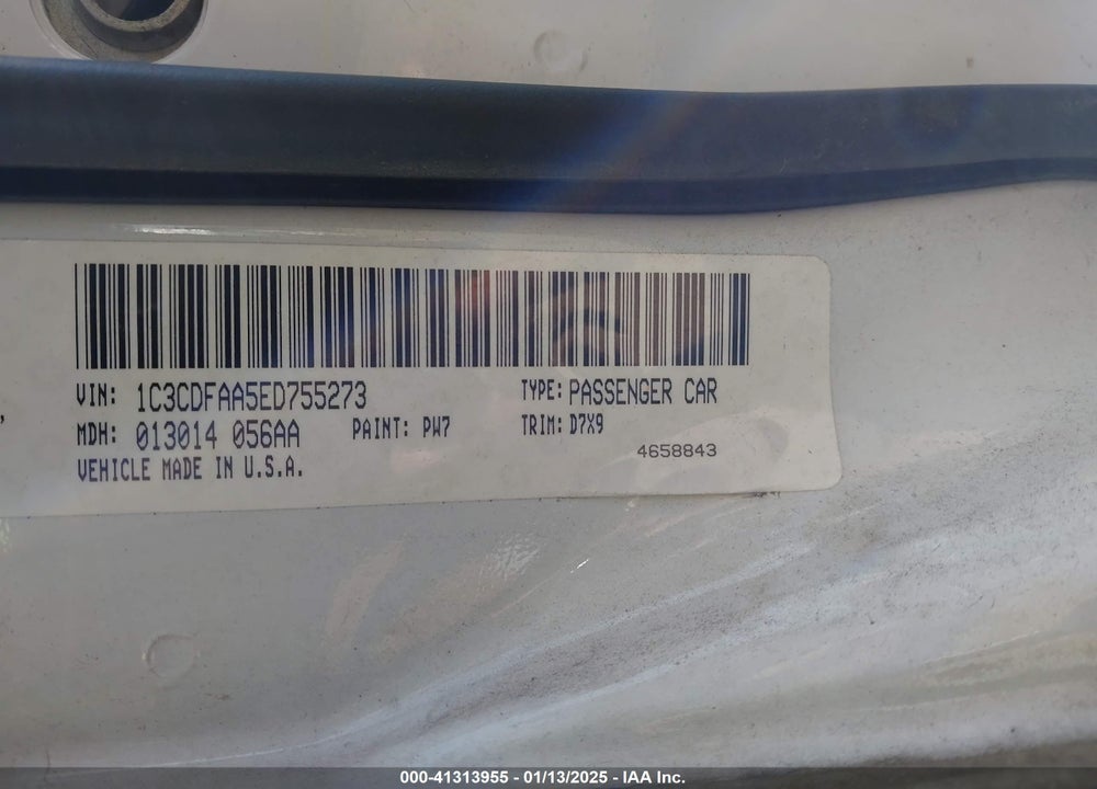 2014 DODGE DART VIN: 1C3CDFAA5ED755273