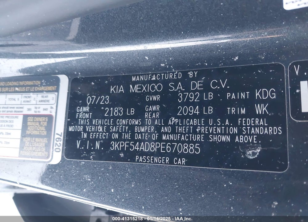 2023 KIA FORTE VIN: 3KPF54AD8PE670885
