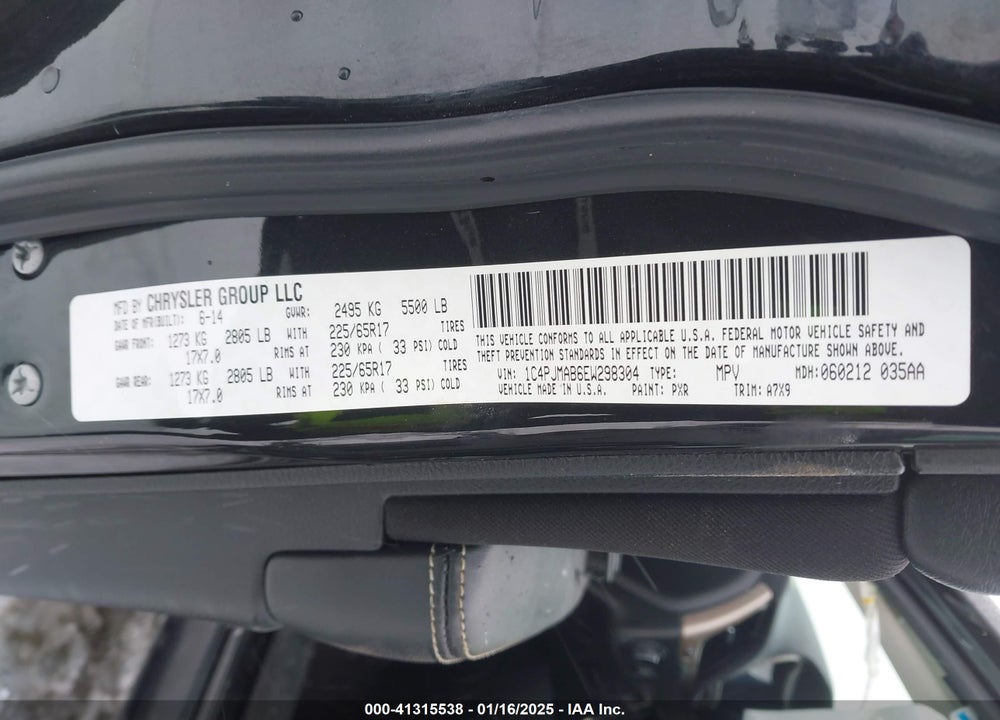 2014 JEEP CHEROKEE VIN: 1C4PJMAB6EW298304
