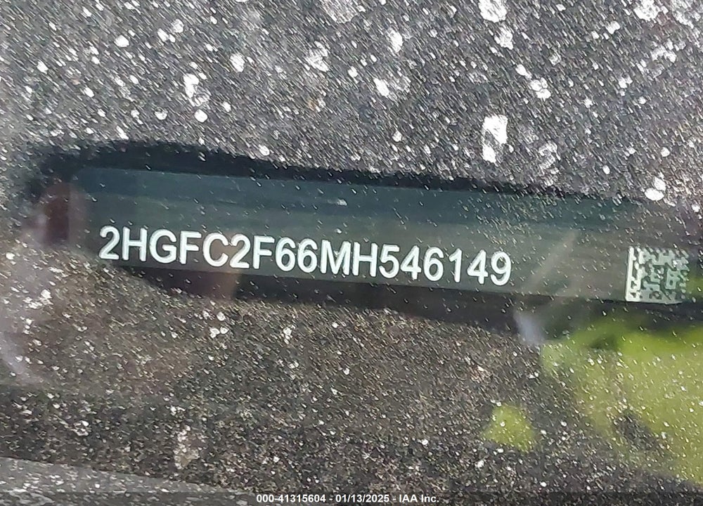 2021 HONDA CIVIC VIN: 2HGFC2F66MH546149