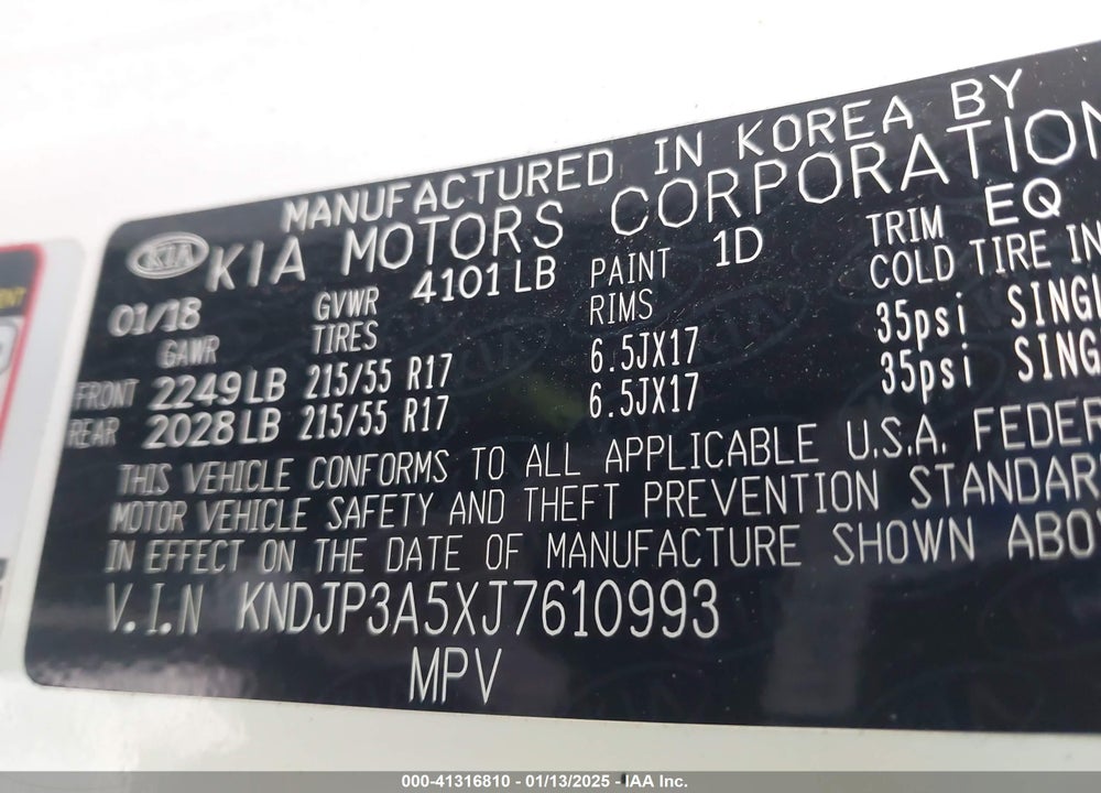 2018 KIA SOUL VIN: KNDJP3A5XJ7610993