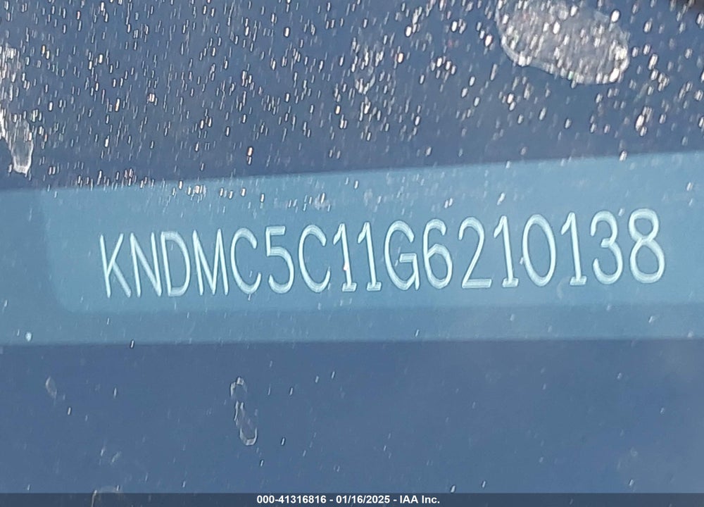 2016 KIA SEDONA EX VIN: KNDMC5C11G6210138