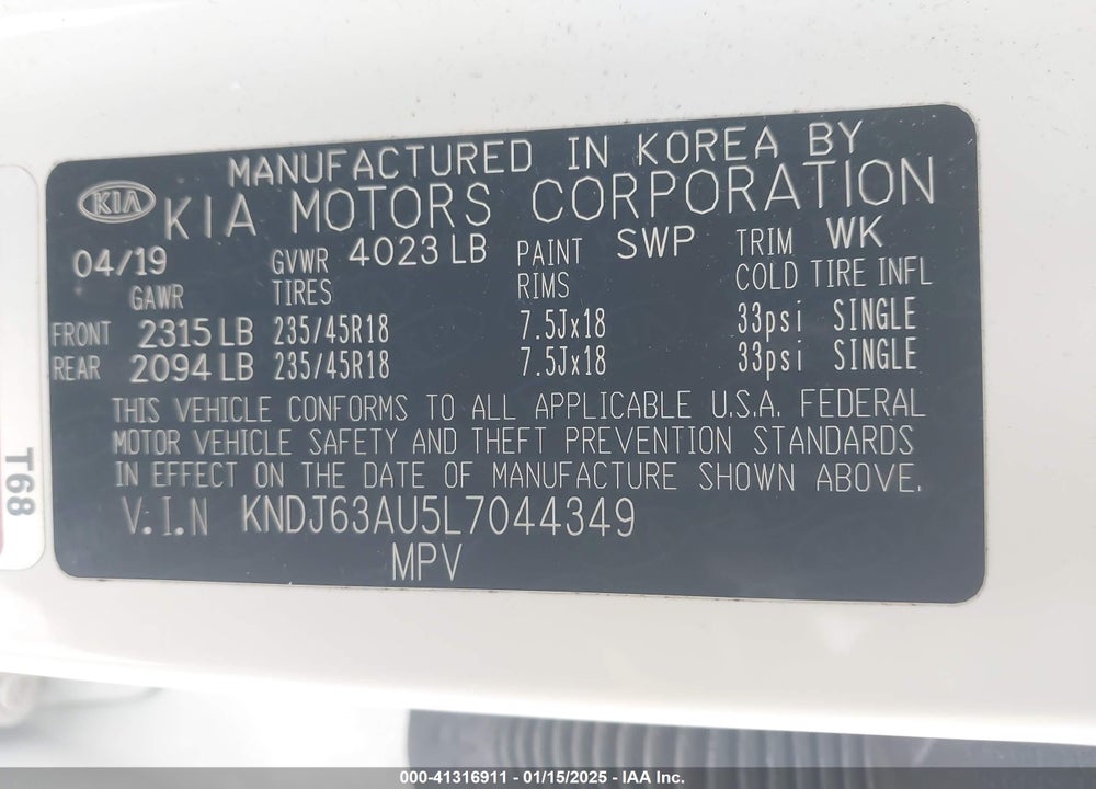 2020 KIA SOUL VIN: KNDJ63AU5L7044349