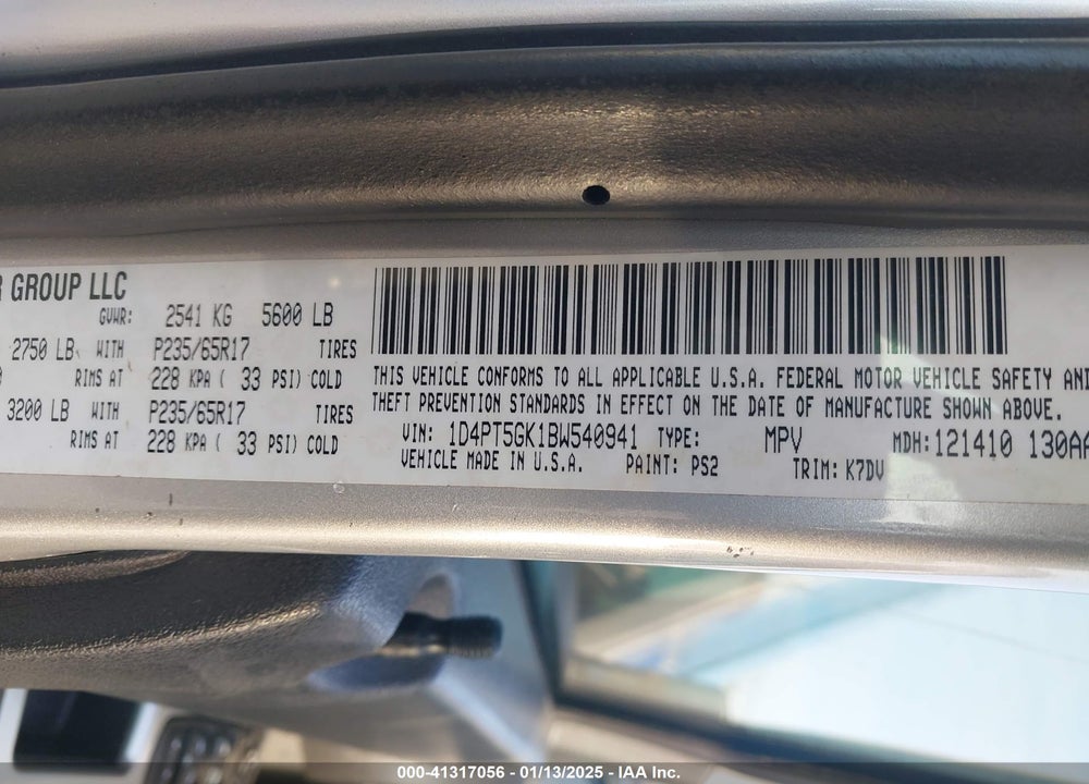 2011 DODGE NITRO SXT VIN: 1D4PT5GK1BW540941