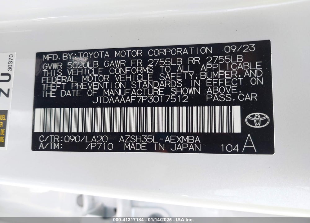 2023 TOYOTA CROWN VIN: JTDAAAAF7P3017512