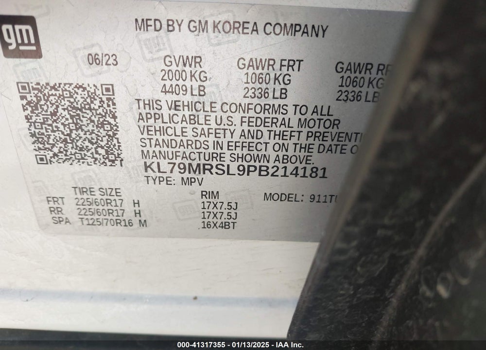 2023 CHEVROLET TRAILBLAZER AWD LT VIN: KL79MRSL9PB214181