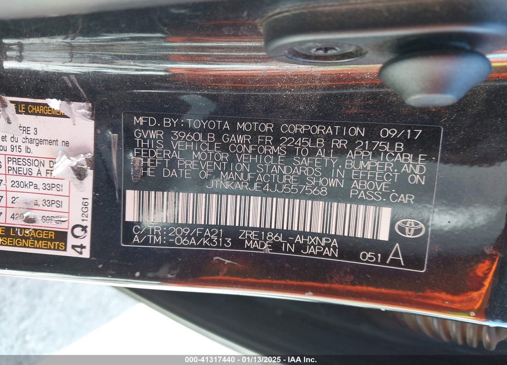 2018 TOYOTA COROLLA IM VIN: JTNKARJE4JJ557568