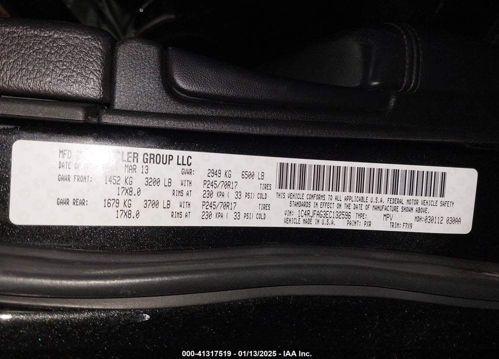2014 JEEP GRAND CHEROKEE LAREDO VIN: 1C4RJFAG3EC132596