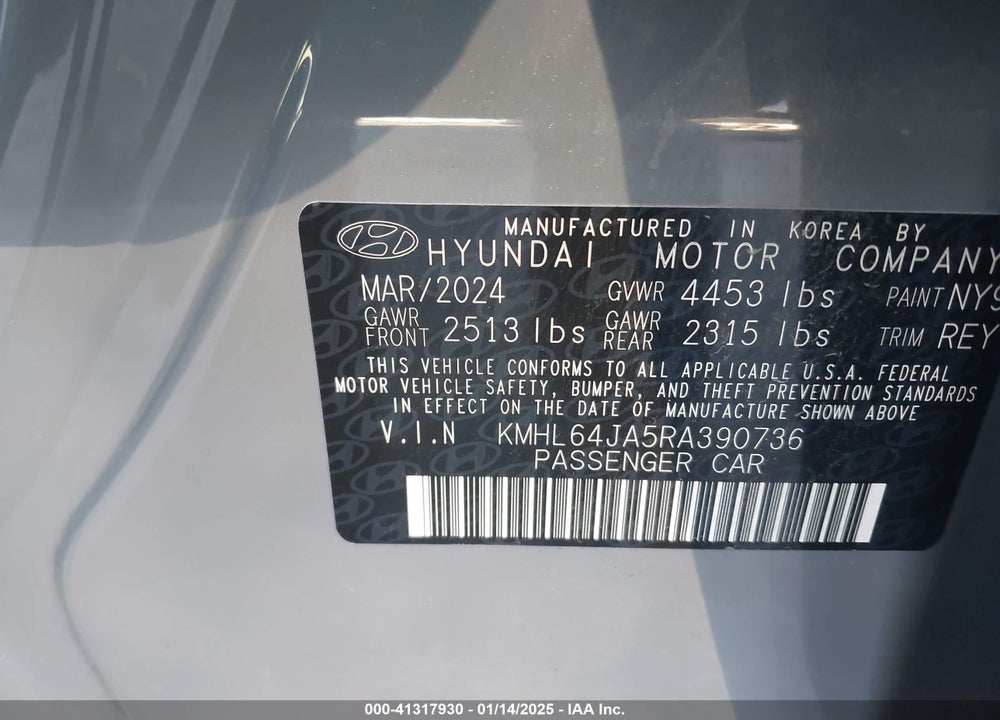 2024 HYUNDAI SONATA SEL VIN: KMHL64JA5RA390736