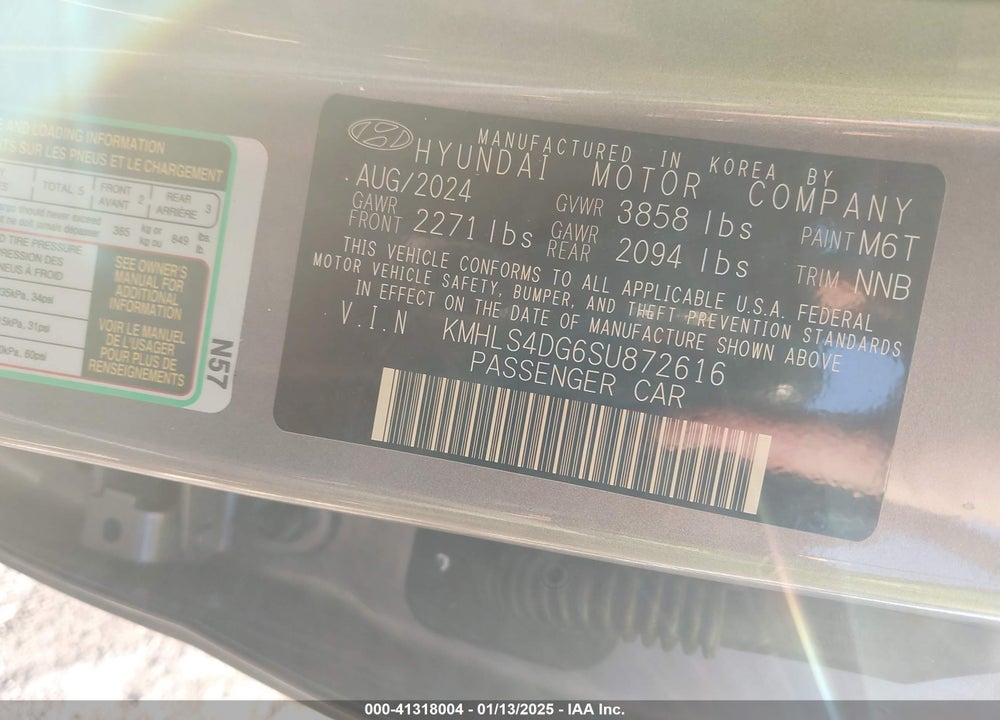 2025 HYUNDAI ELANTRA SEL CONVENIENCE VIN: KMHLS4DG6SU872616