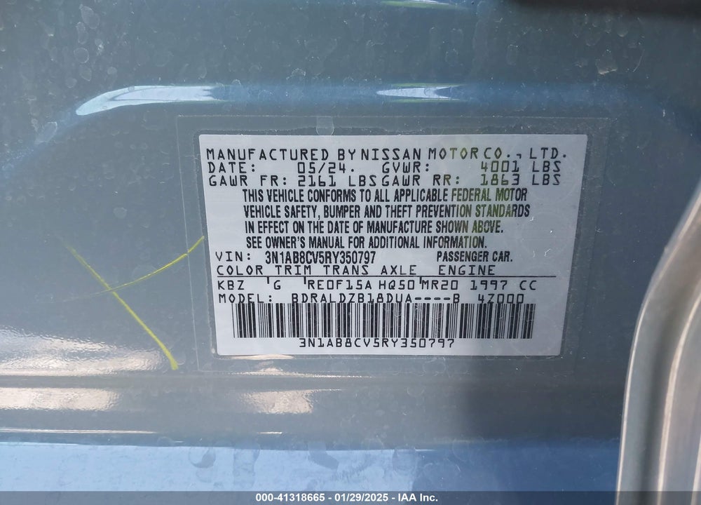 2024 NISSAN SENTRA VIN: 3N1AB8CV5RY350797