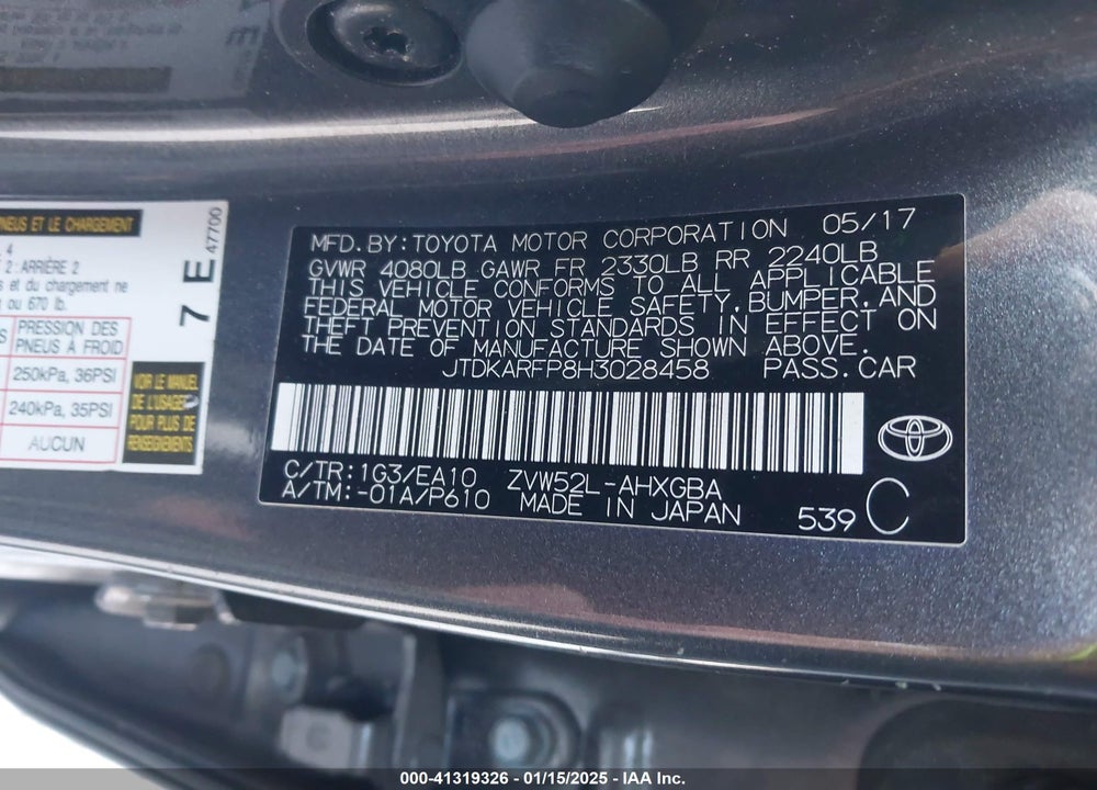 2017 TOYOTA PRIUS PRIME PREMIUM VIN: JTDKARFP8H3028458